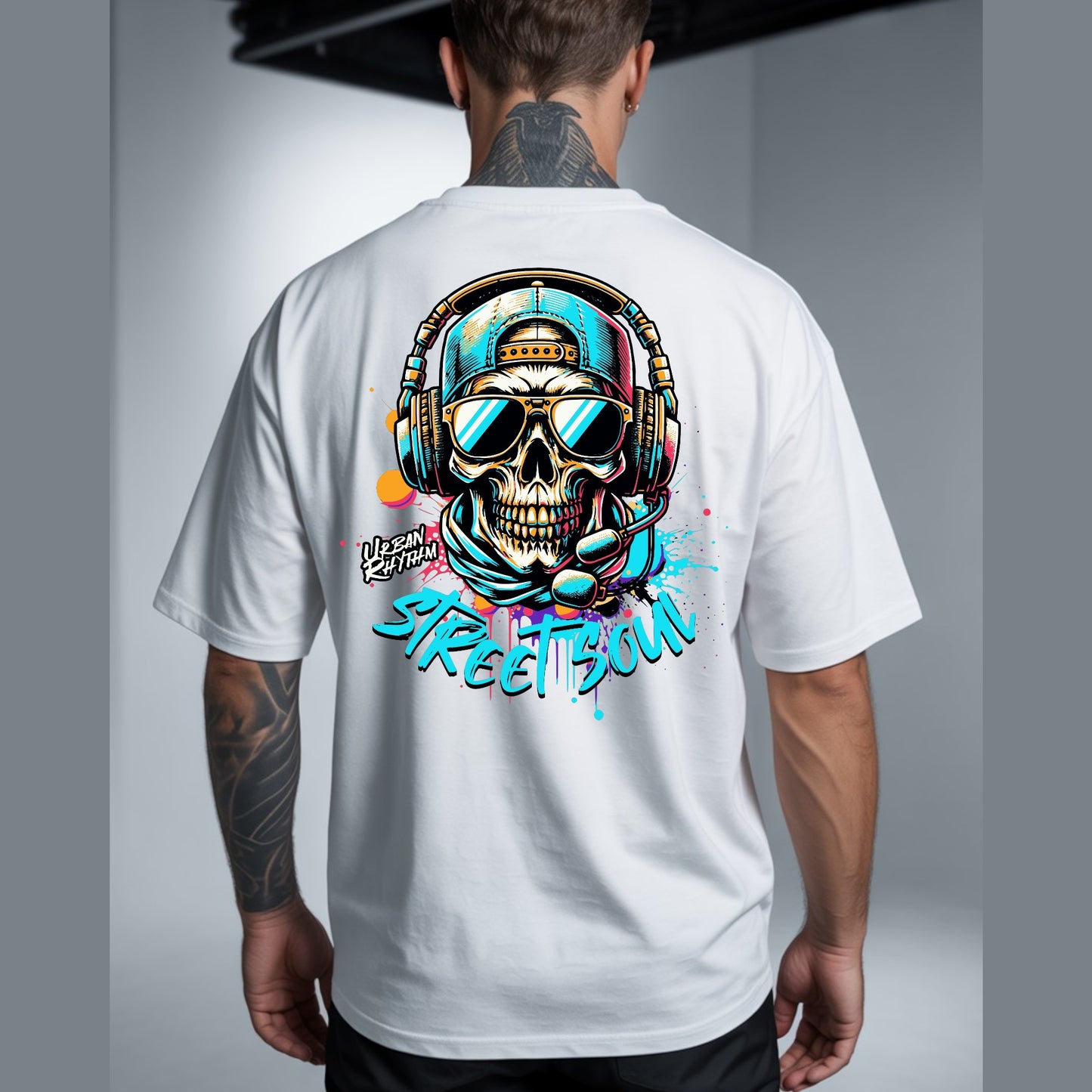 Camiseta OVERSIZE para hombre, diseño CALAVERA
