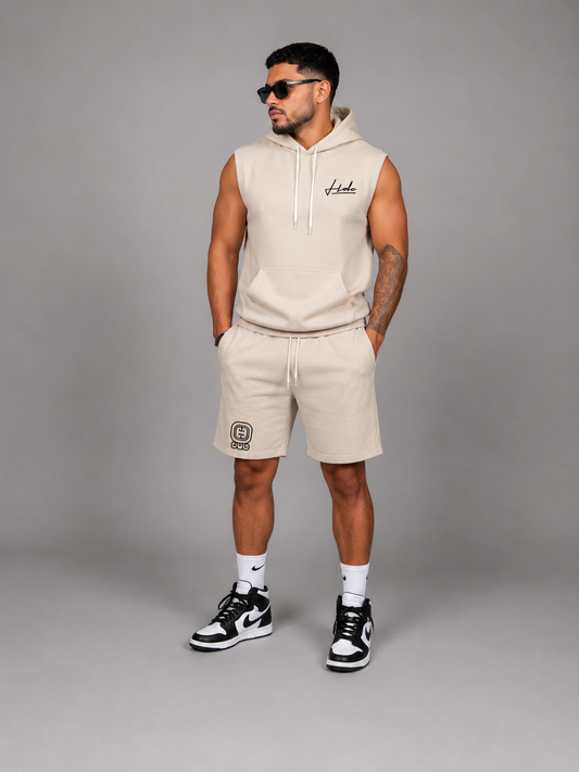 Conjunto Deportivo Premium bordado HDC para Hombre | Hoodie Sin Mangas + Short 2 pzas