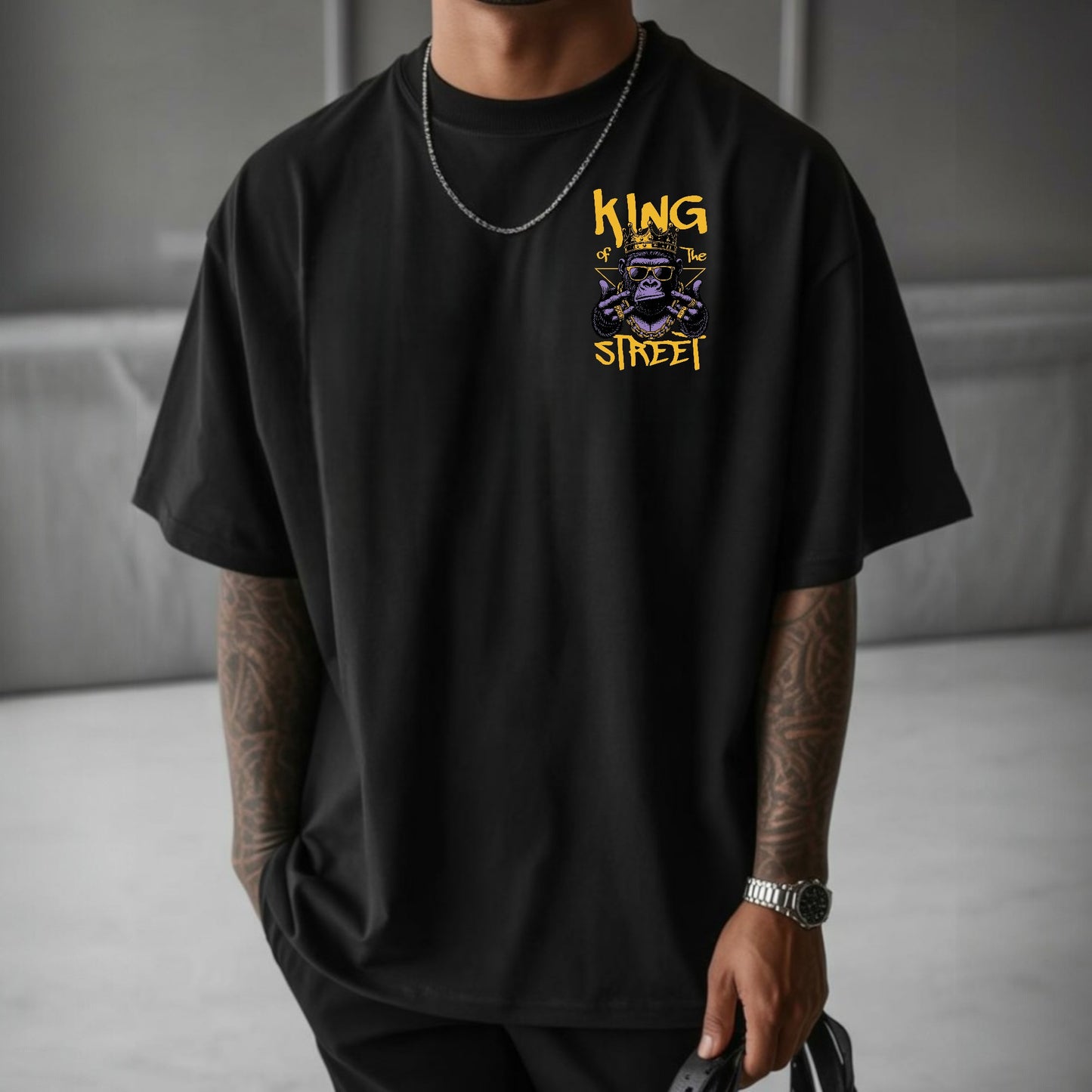 Camiseta OVERSIZE para hombre, diseño KING OF THE STREET