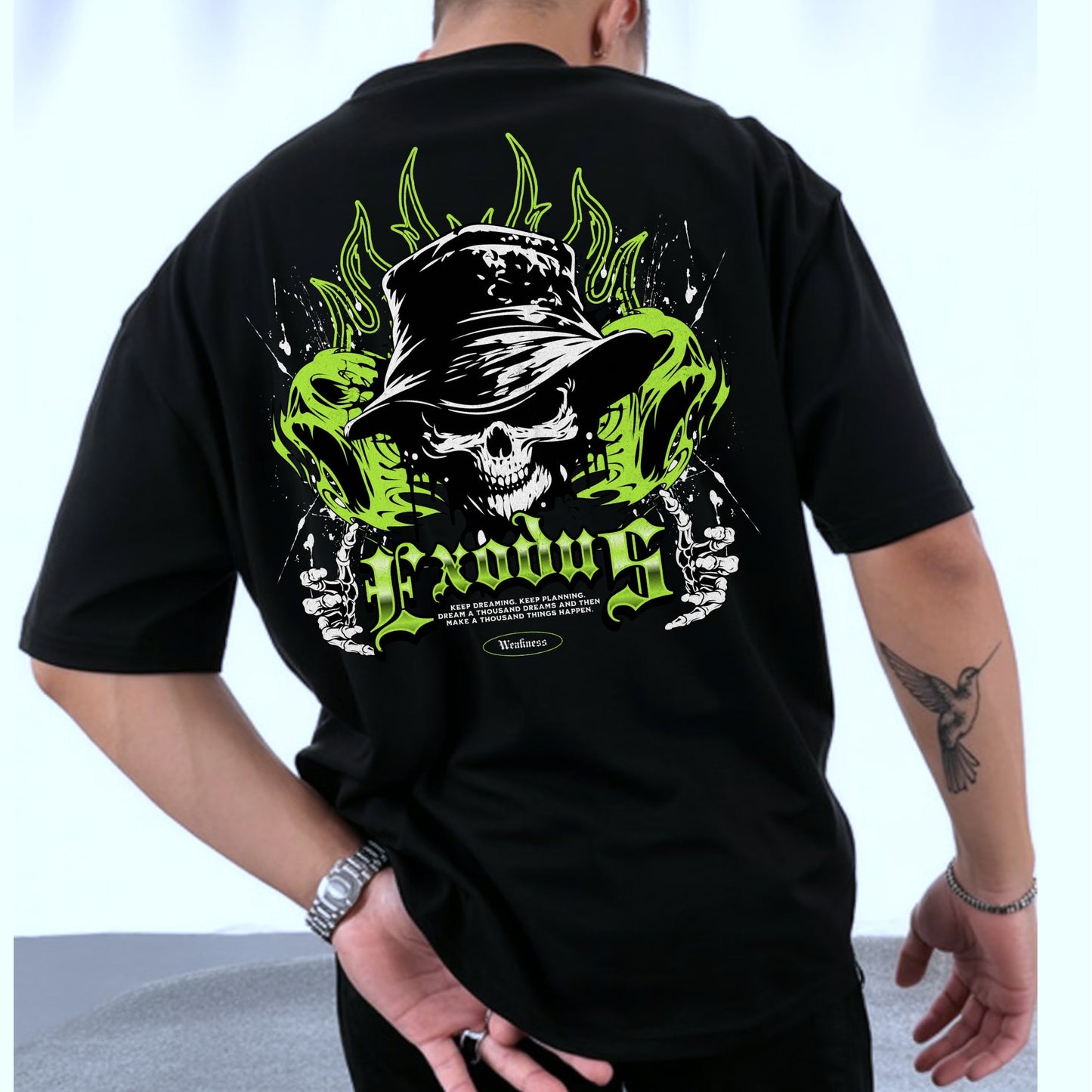 Camiseta OVERSIZE para hombre, diseño CALAVERA EXODUS