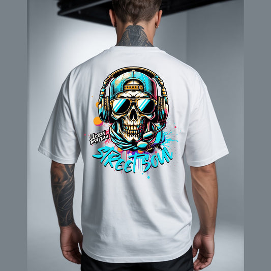 Camiseta OVERSIZE para hombre, diseño CALAVERA