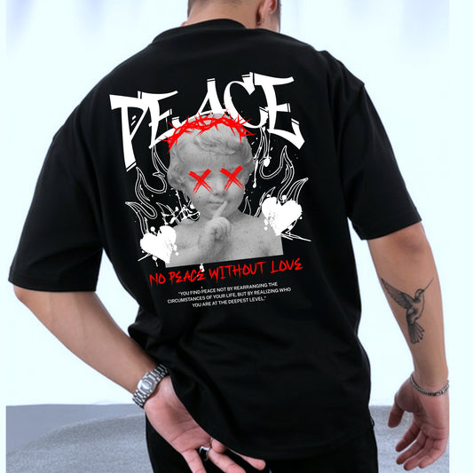 Camiseta OVERSIZE para hombre, diseño ESCULTURA NIÑO PEACE
