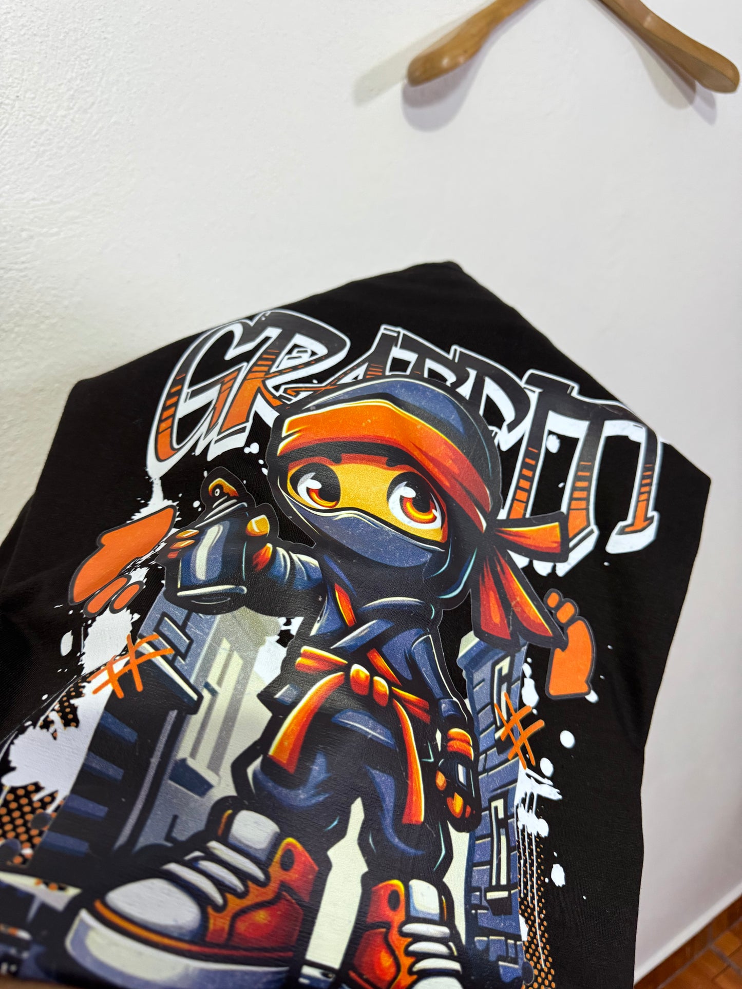 Camiseta OVERSIZE para hombre, diseño NINJA GRAFFITI