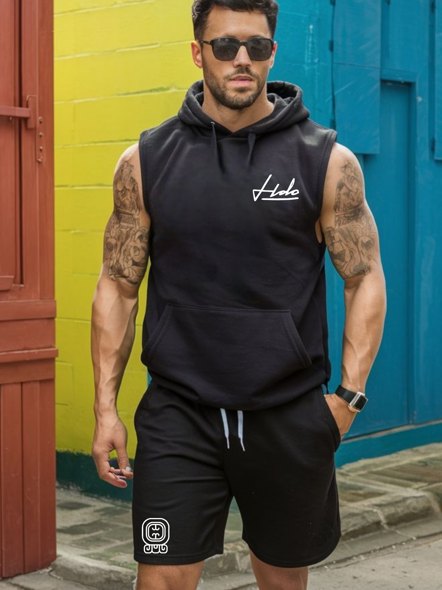 CONJUNTO PARA HOMBRE, HOODIE SIN MANGA Y SHORT "HDC"