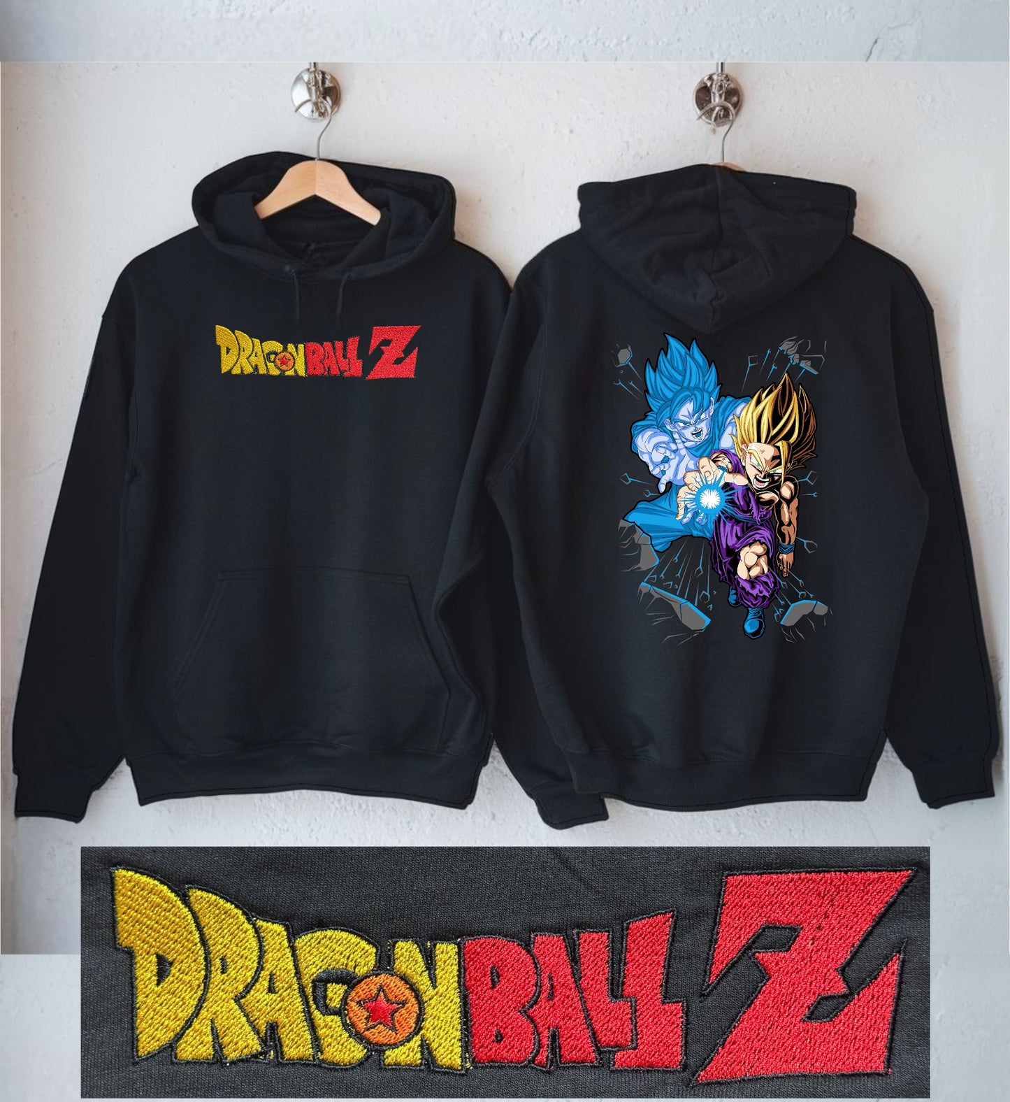 sudadera bordada con capucha y cangurera para hombre Hoodie dbz mod. GOKU FANTASMA
