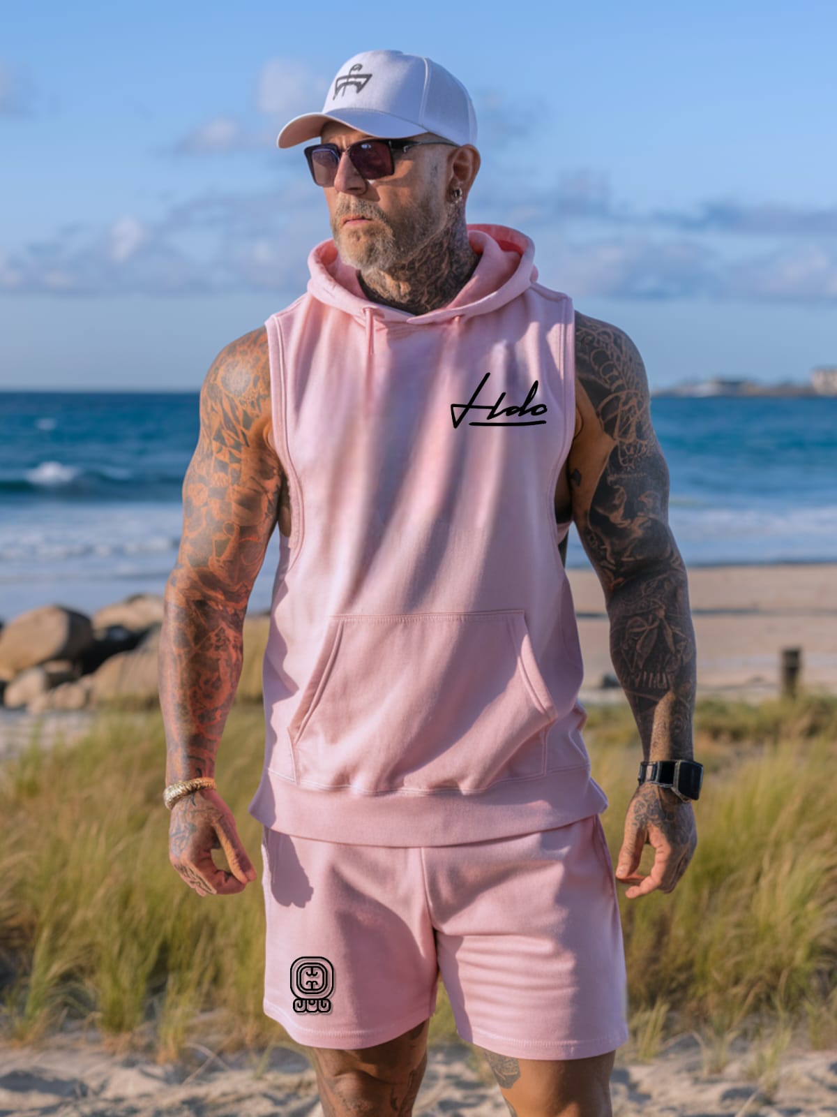 CONJUNTO PARA HOMBRE, HOODIE SIN MANGA Y SHORT "HDC"
