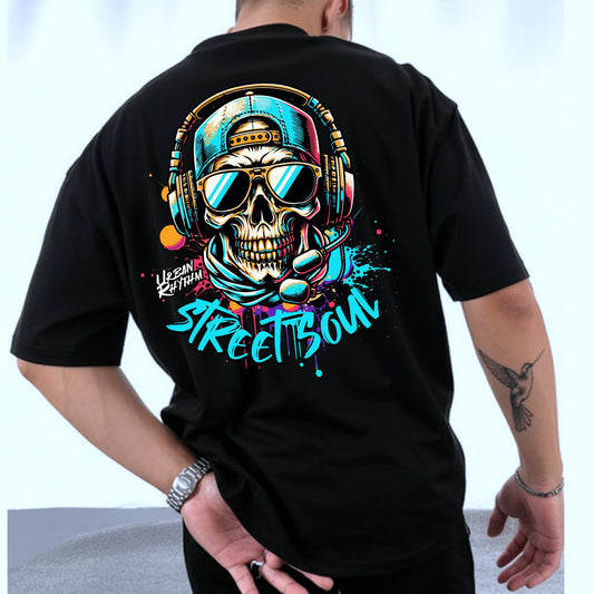 Camiseta OVERSIZE para hombre, diseño CALAVERA