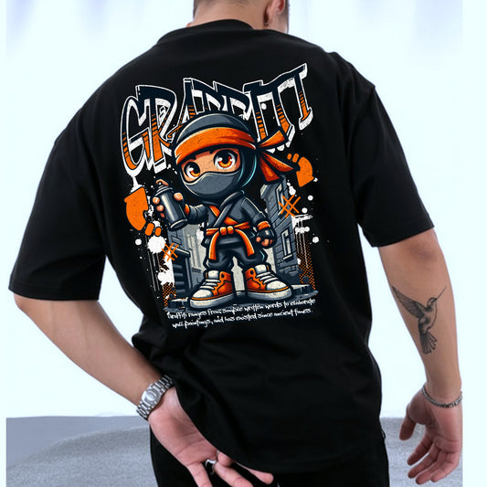 Camiseta OVERSIZE para hombre, diseño NINJA GRAFFITI