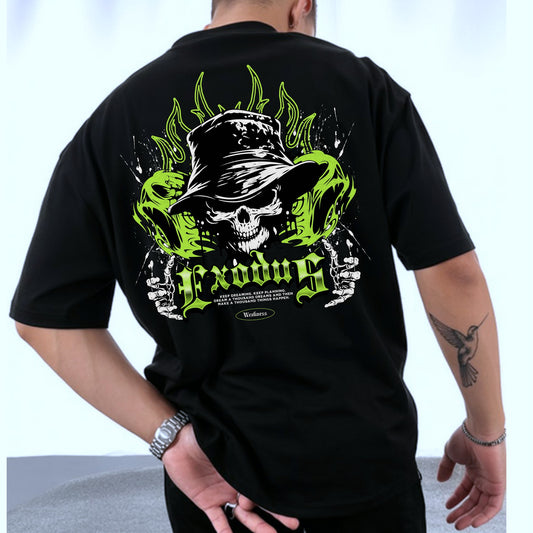 Camiseta OVERSIZE para hombre, diseño CALAVERA EXODUS
